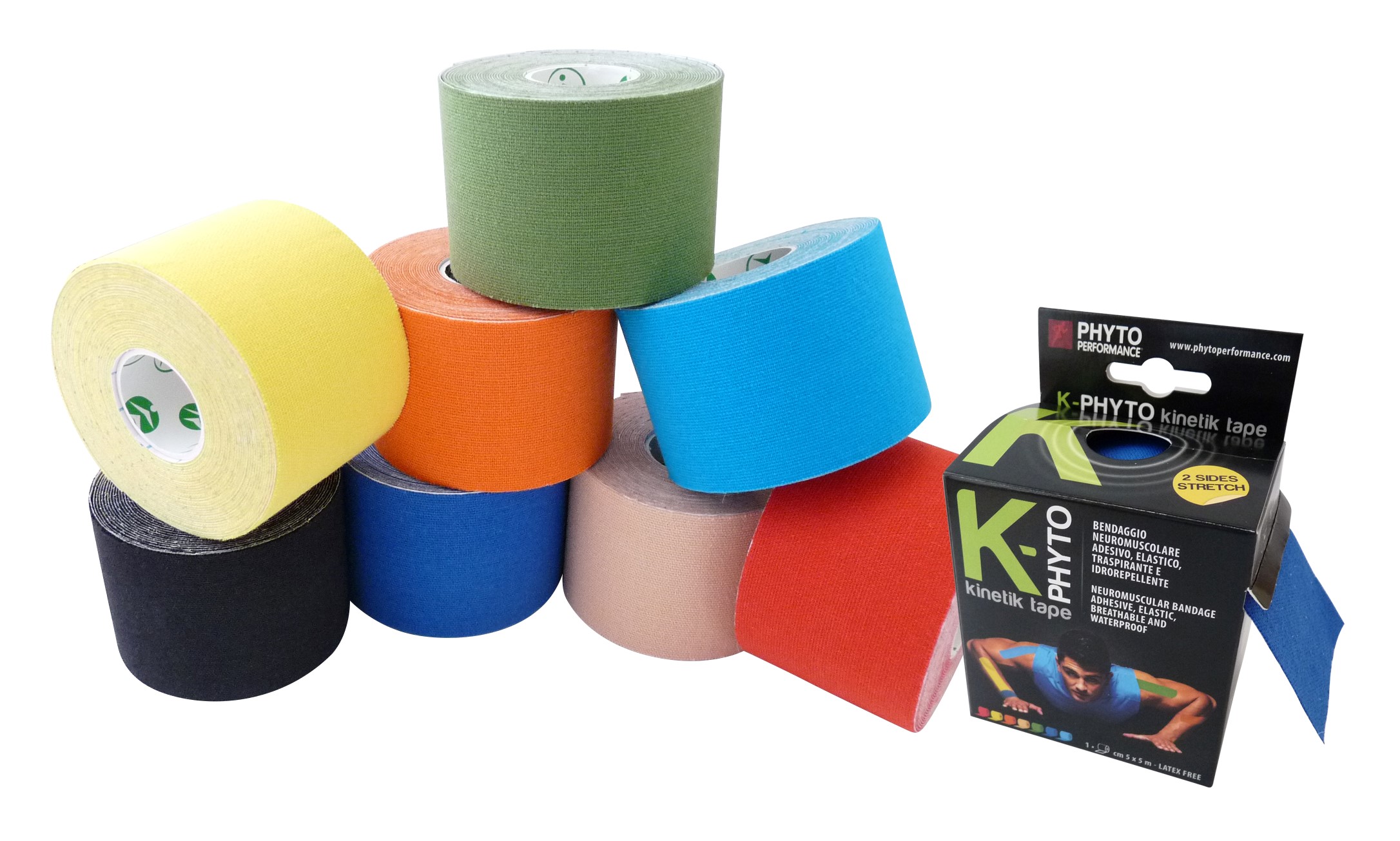 Kinetik Tape K-Phyto 2 Sides Stretch 5cmx5m σε Πράσινο Χρώμα Αθλητική Ταινία Συγκράτησης Μυών REF:K-PH/AST/VER Latex Free PhytoPerformance