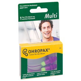 Earplugs Ohropax Multi Screw-on Soft Plastic 1 pair, with cord in plastic case