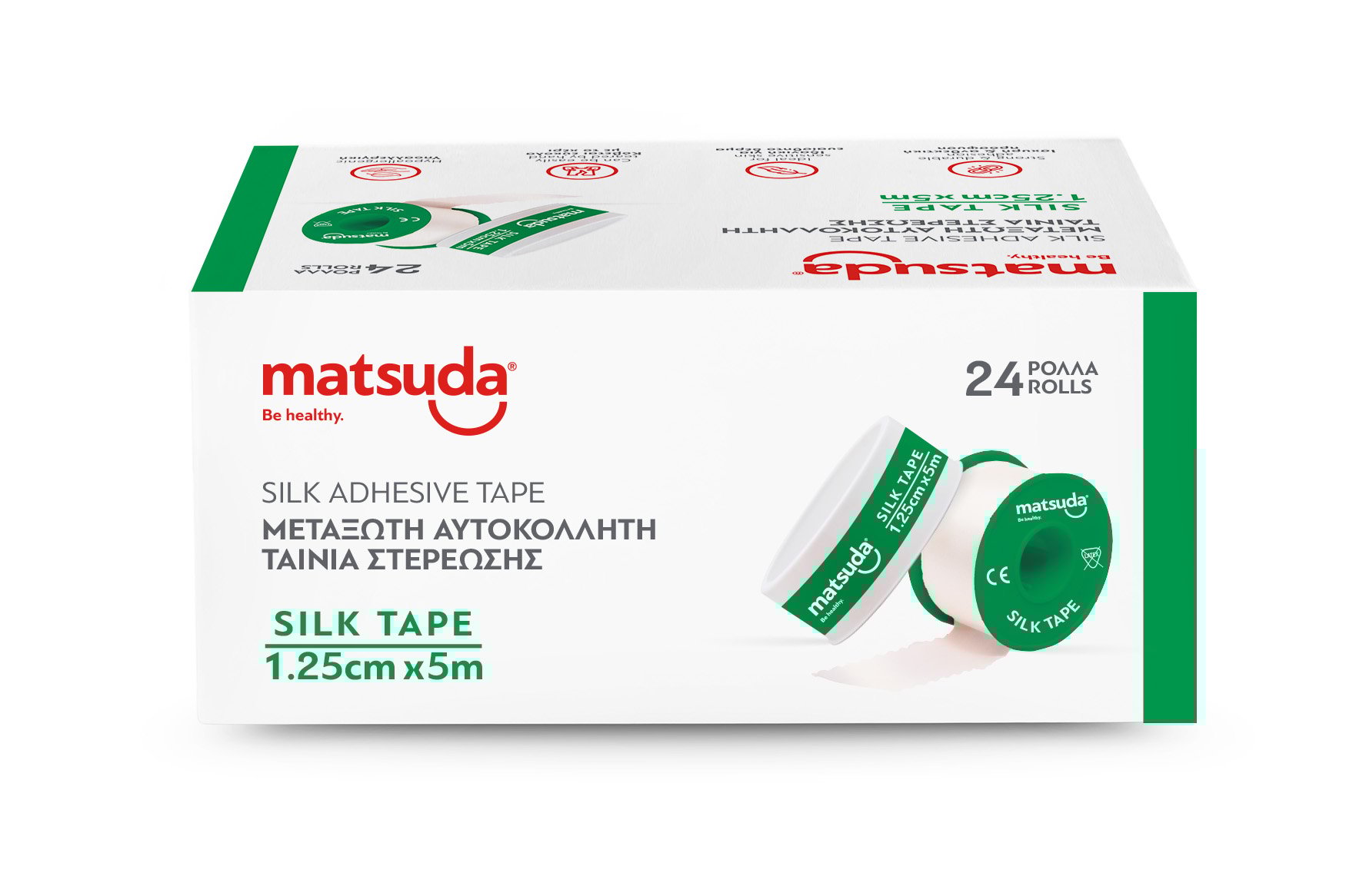 Αυτοκόλλητη Ταινία Μεταξωτή 1,25cmx5m Silktape Matsuda (24ρολ./κουτί)