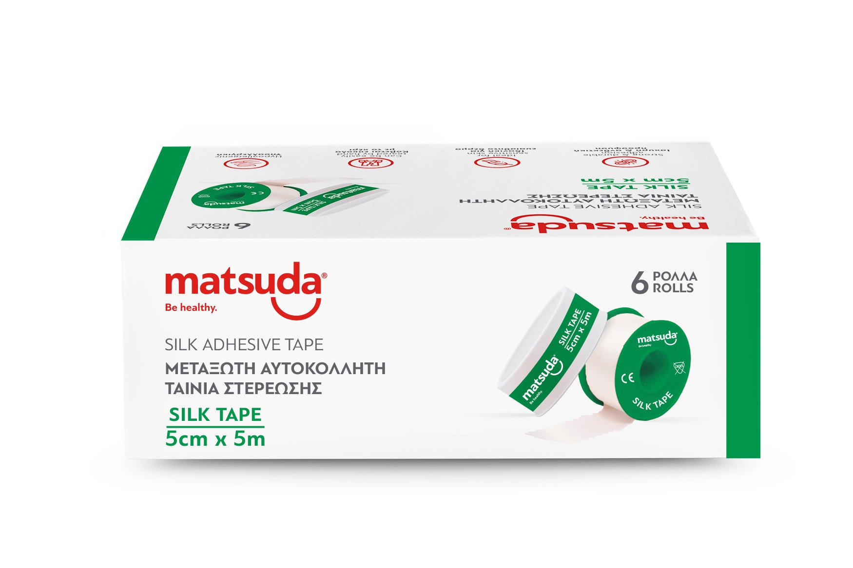 Αυτοκόλλητη Ταινία Μεταξωτή 5cmx5m Silktape Matsuda (6ρολ./κουτί)