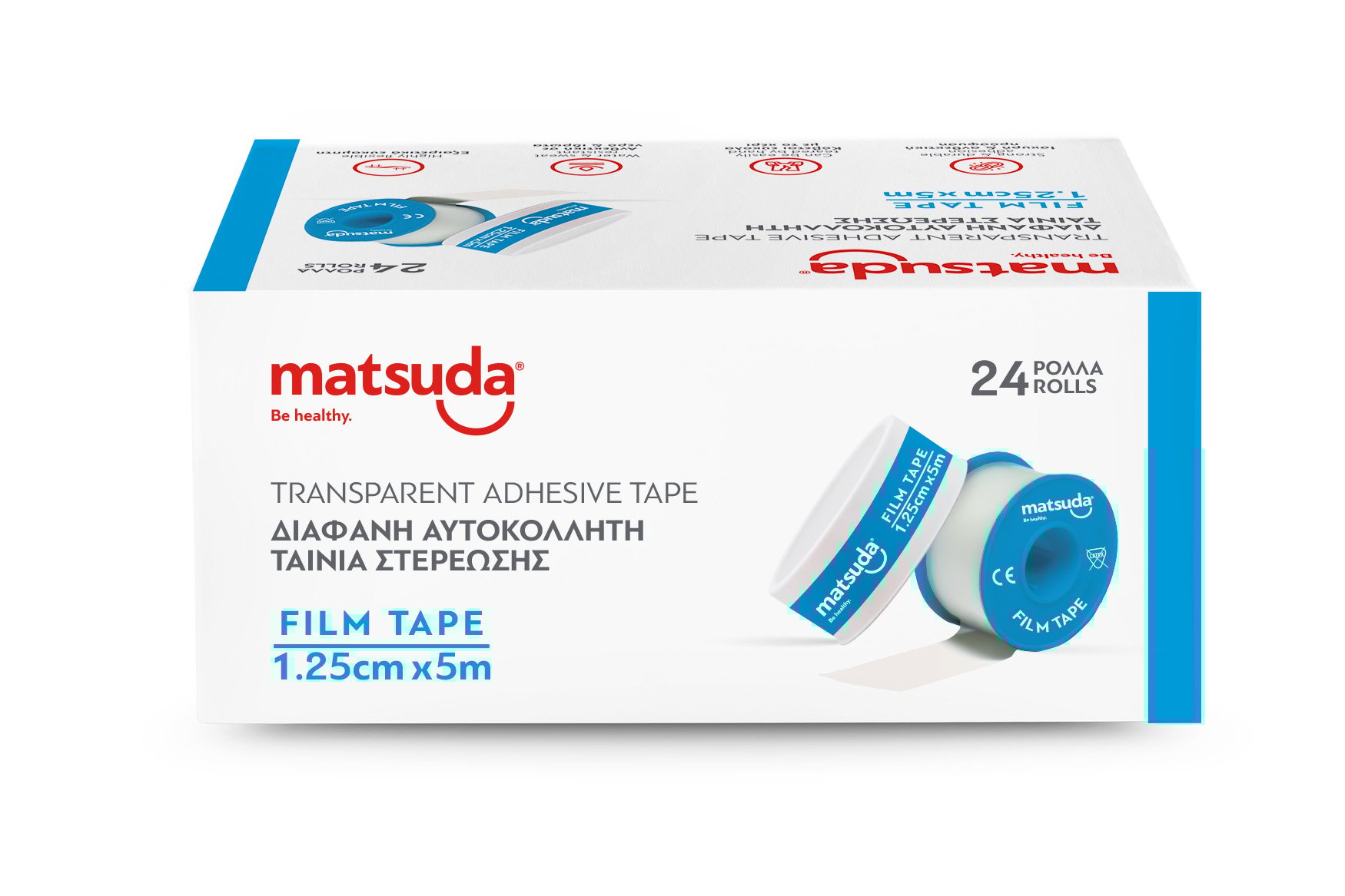 Αυτοκόλλητη Ταινία Διάφανη 1,25cmx5m Filmtape  Matsuda (24ρολ./κουτί)