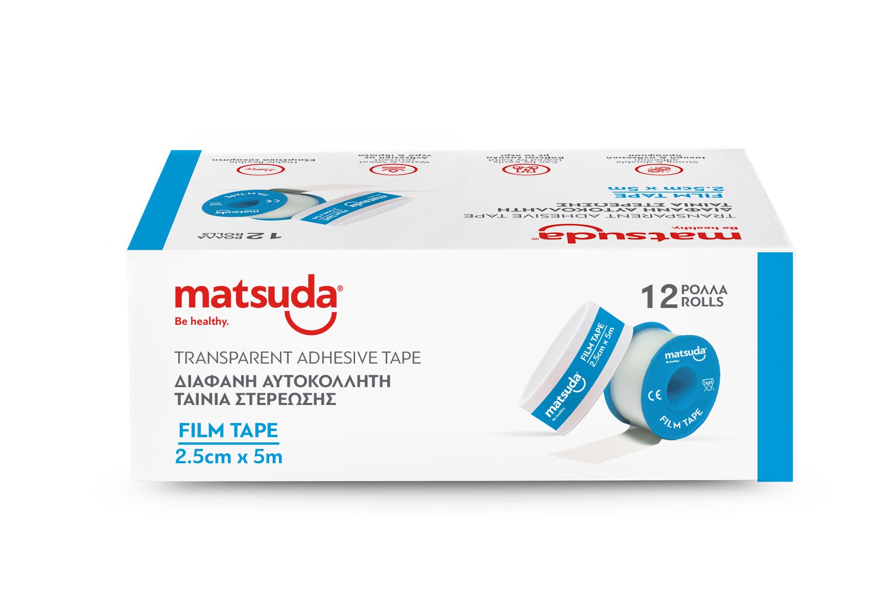 Αυτοκόλλητη Ταινία Διάφανη 2,5cmx5m Filmtape Matsuda (12ρολ./κουτί)
