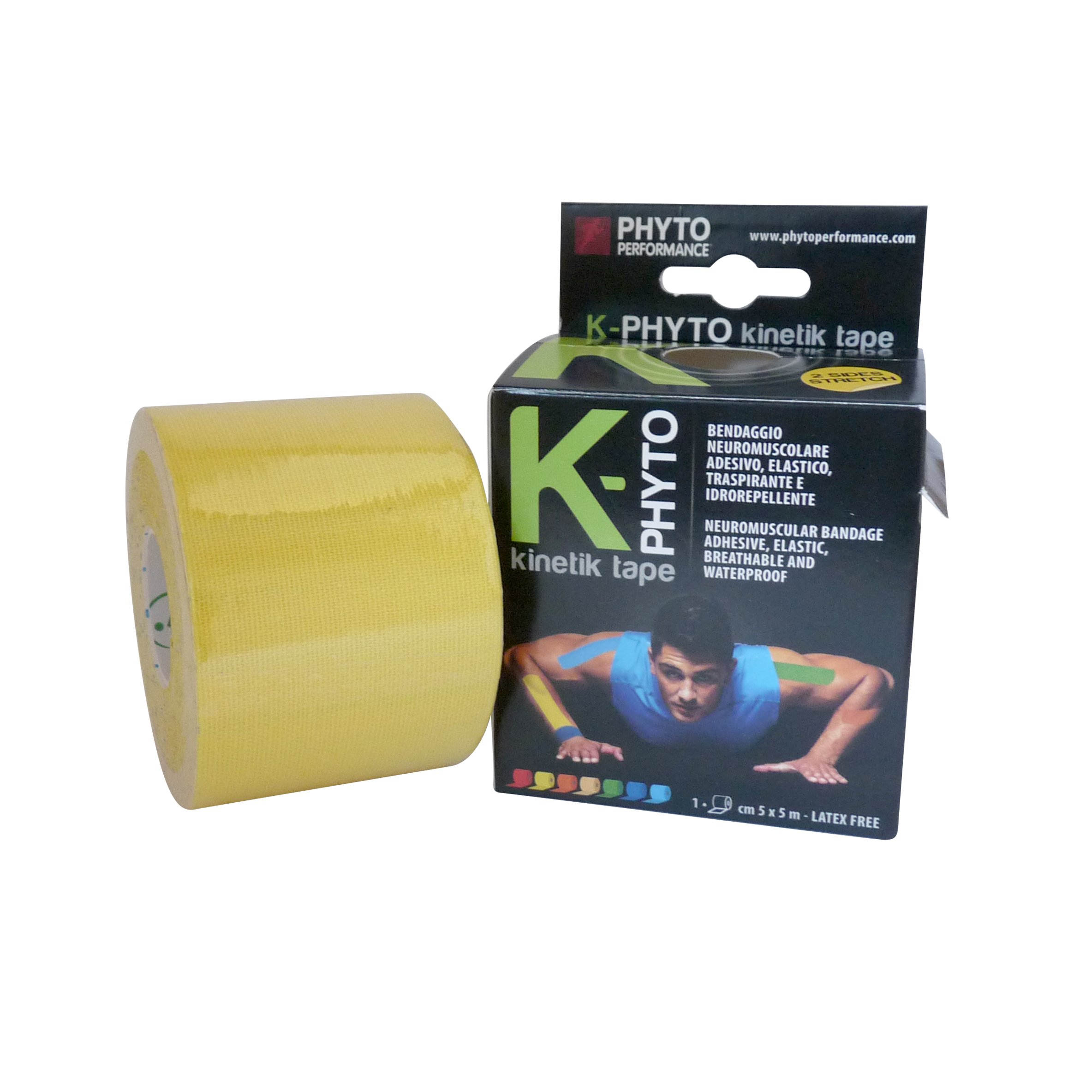 Kinetik Tape K-Phyto 2 Sides Stretch 5cmx5m σε Κίτρινο Χρώμα REF:K-PH/AST/GIA Latex Free PhytoPerformance