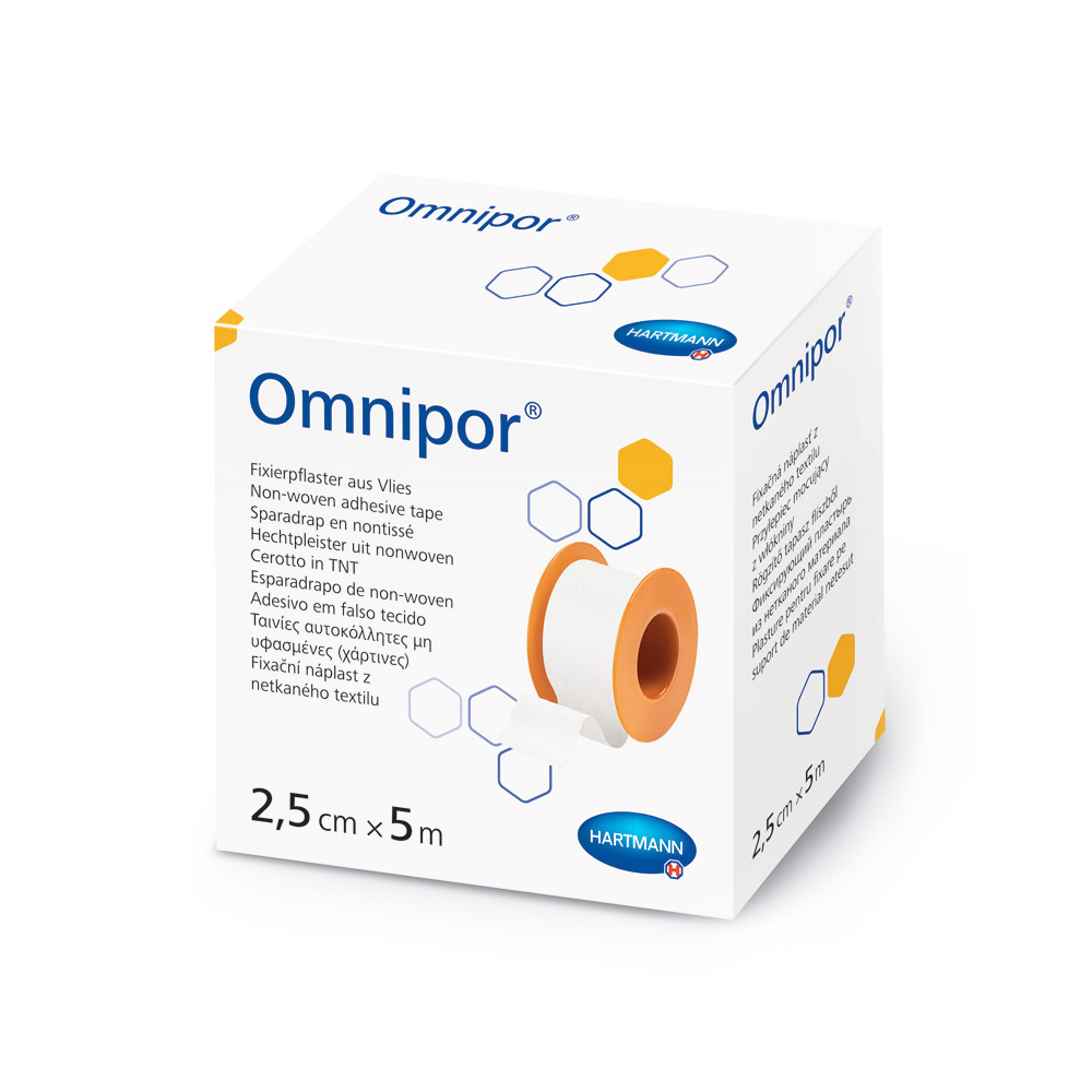 Omnipor Self-adhesive Fixing Tape from White Non Woven Material 2,5cmx5m 1pcs REF:900437 Hartmann