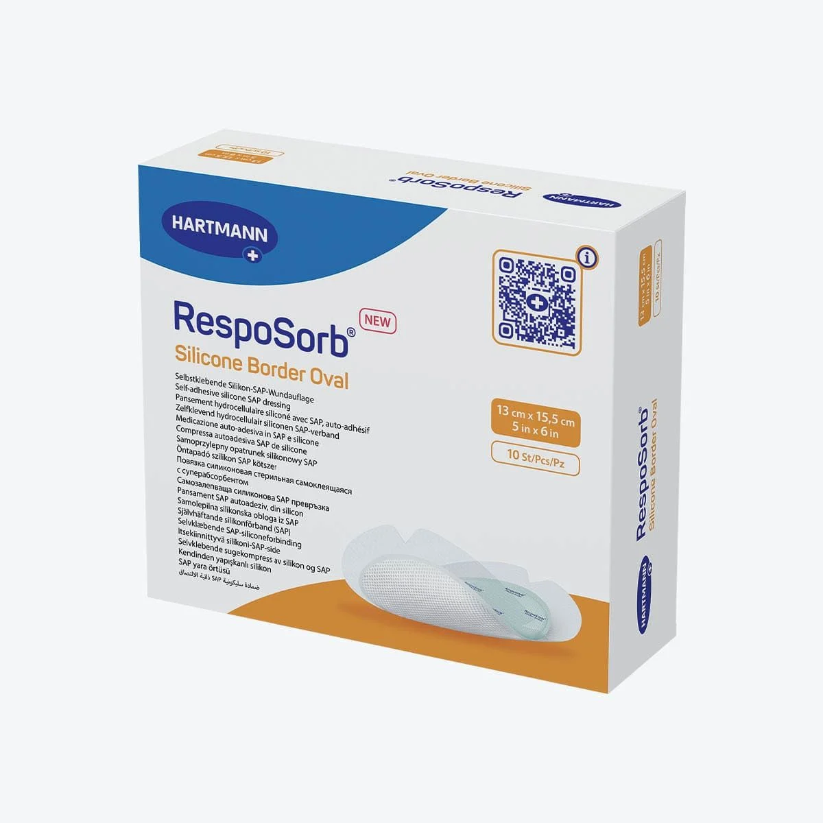 Resposorb Επίθεμα Silicone Border Oval 13cmx15,5cm 10τμχ  Ref: 413008