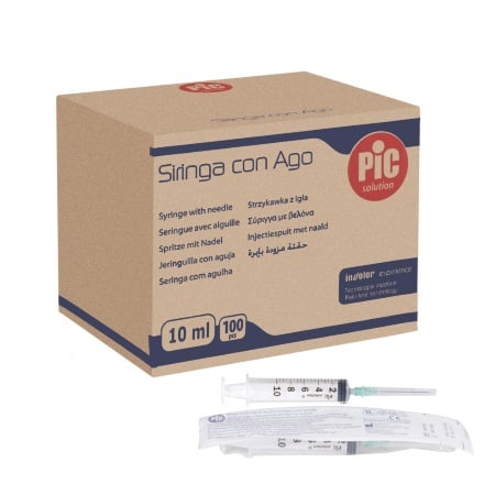 Pic Syringes 10ml 21Gx1 1/2'' m/v 100pcs