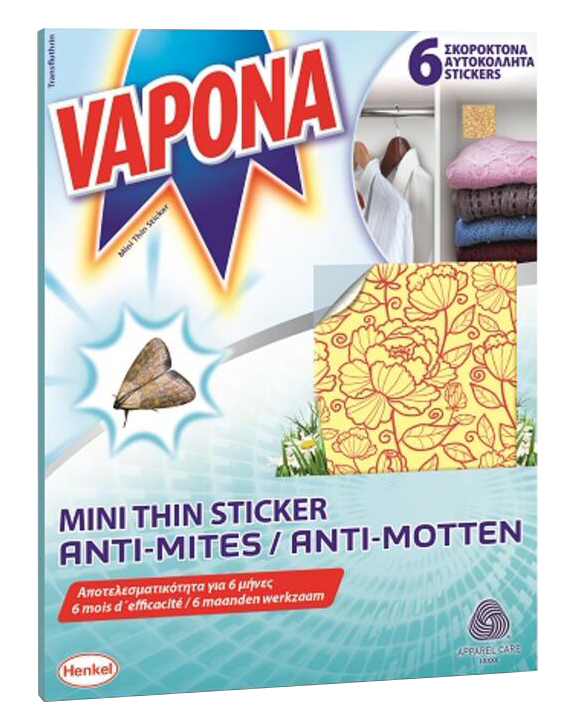 Σκοροκτόνα Vapona για Ντουλάπες-Συρτάρια Mini Thin Sticker Αυτοκόλλητα 12τμχ