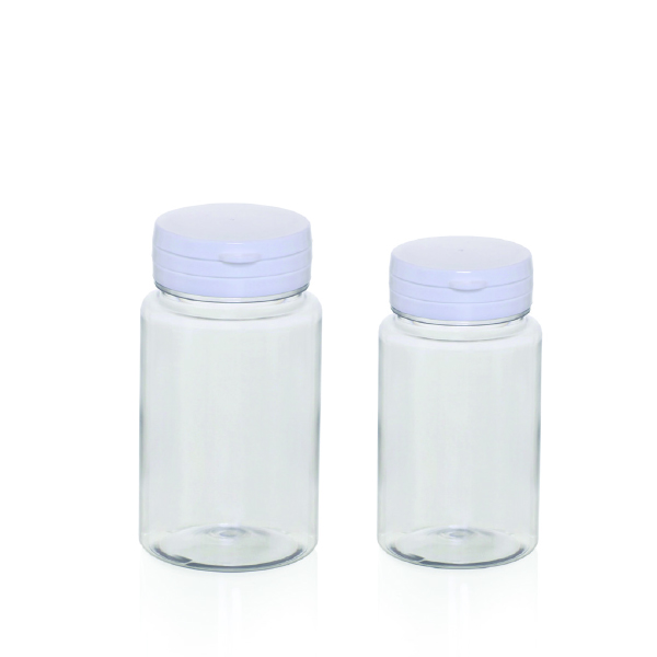 PET 100Pst transparent container with wide mouthpiece and safety stopper 10pcs -3446-