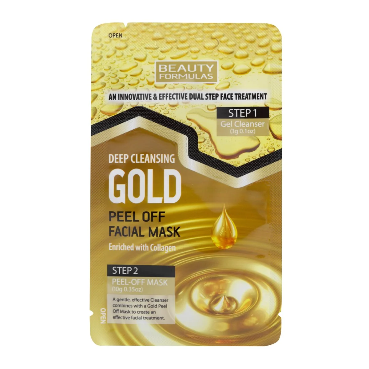 Beauty Formulas Face Mask Gold με Κολλαγόνο σε Φακελάκι των 13gr