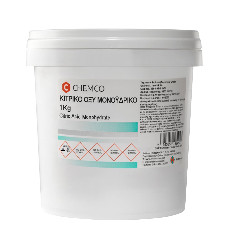 Acid Citric Monohydrate (Κιτρικό Οξύ) FCC. Ph.Eur. CHEMCO 1kg