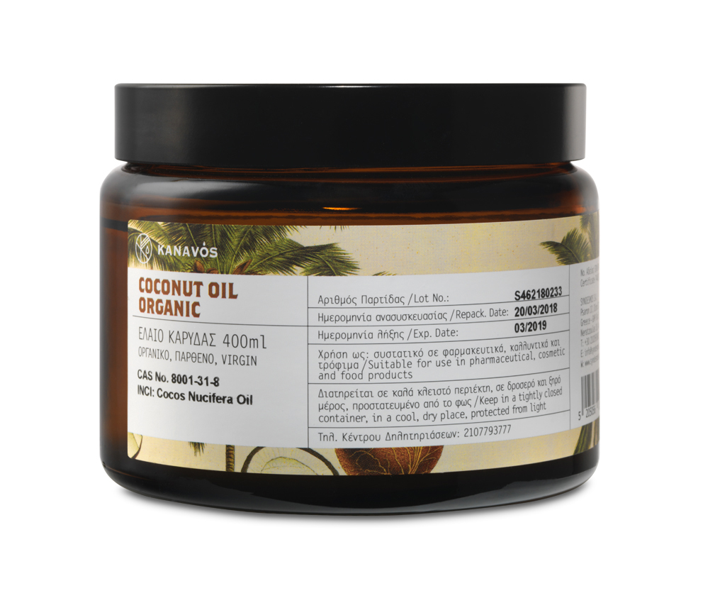 Coconut Oil / Huile De Coco Virgin Organic Kanavos 400ml