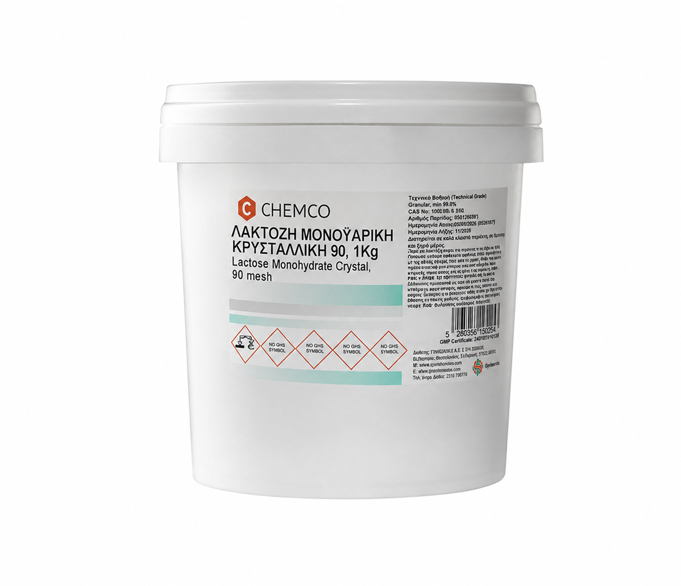 Lactose Monohydrate Crystal 90 Mesh (Λακτόζη Μονοϋδρική) Ph.Eur. CHEMCO 25kg (Κ.Π)