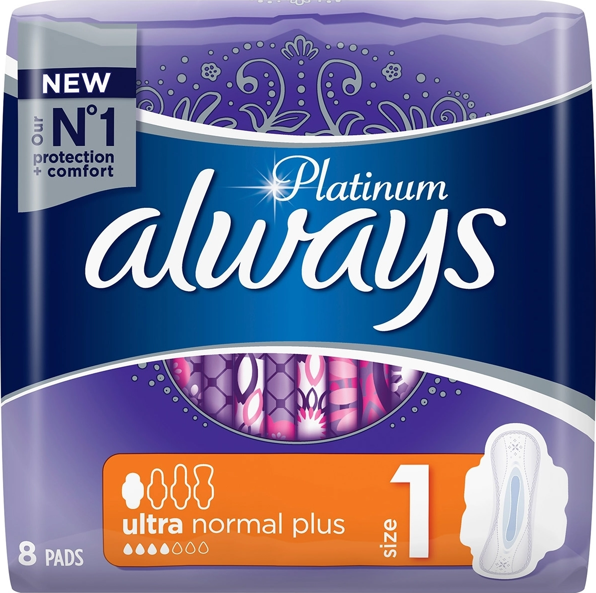 Always Platinum Ultra Normal Plus Size 1 με Φτερά 8τμχ