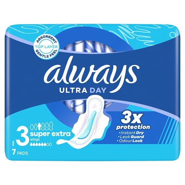 Always Σερβιέτες Ultra (πρωην Night) Day Super Extra Size 3 με Φτερά 7τμχ