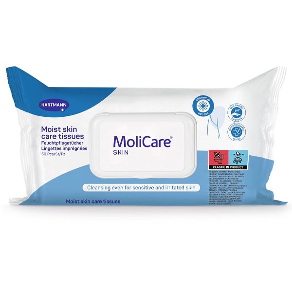 MoliCare Skin  Υγρά Μαντήλια Καθαρισμού Χωρίς Οινόπνευμα 20x30cm 50τμχ REF:995075 Hartmann