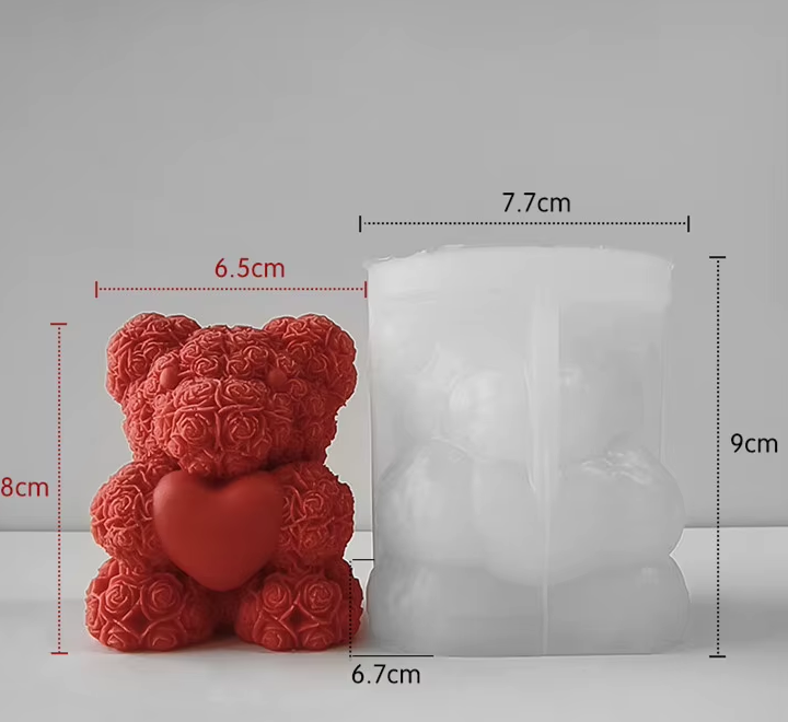 Καλούπι Σιλικόνης Για  Κερί Αρκουδάκι 3D 6.7x7.7x9cm