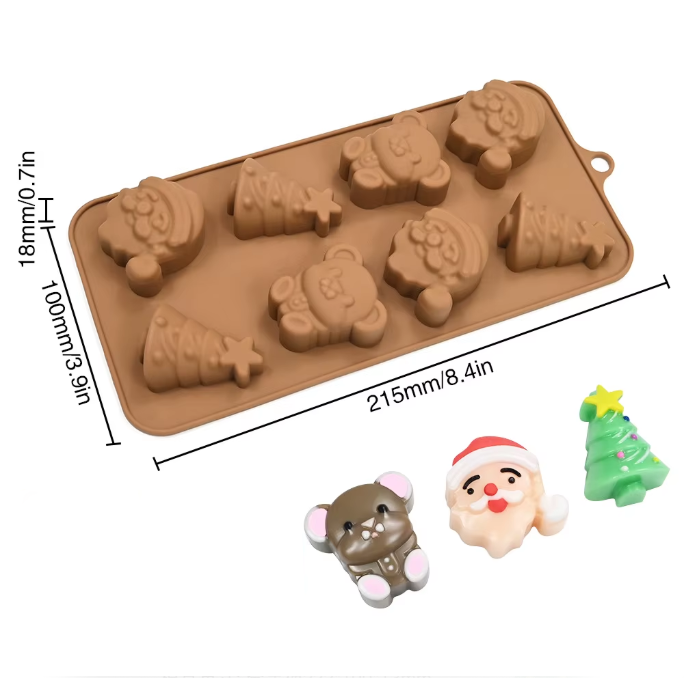Καλούπι Σιλικόνης Christmas Διάφορα Σχέδια 8 Θέσεων 21.5x10x1.8