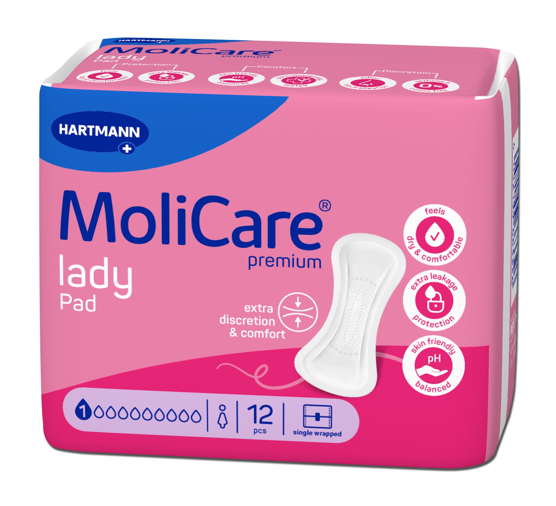 MoliCare Premium Lady Pad Σερβιέτες 1 Σταγ. (Micro Light) 12τμχ REF:168035 (πρώην 168132) Hartmann