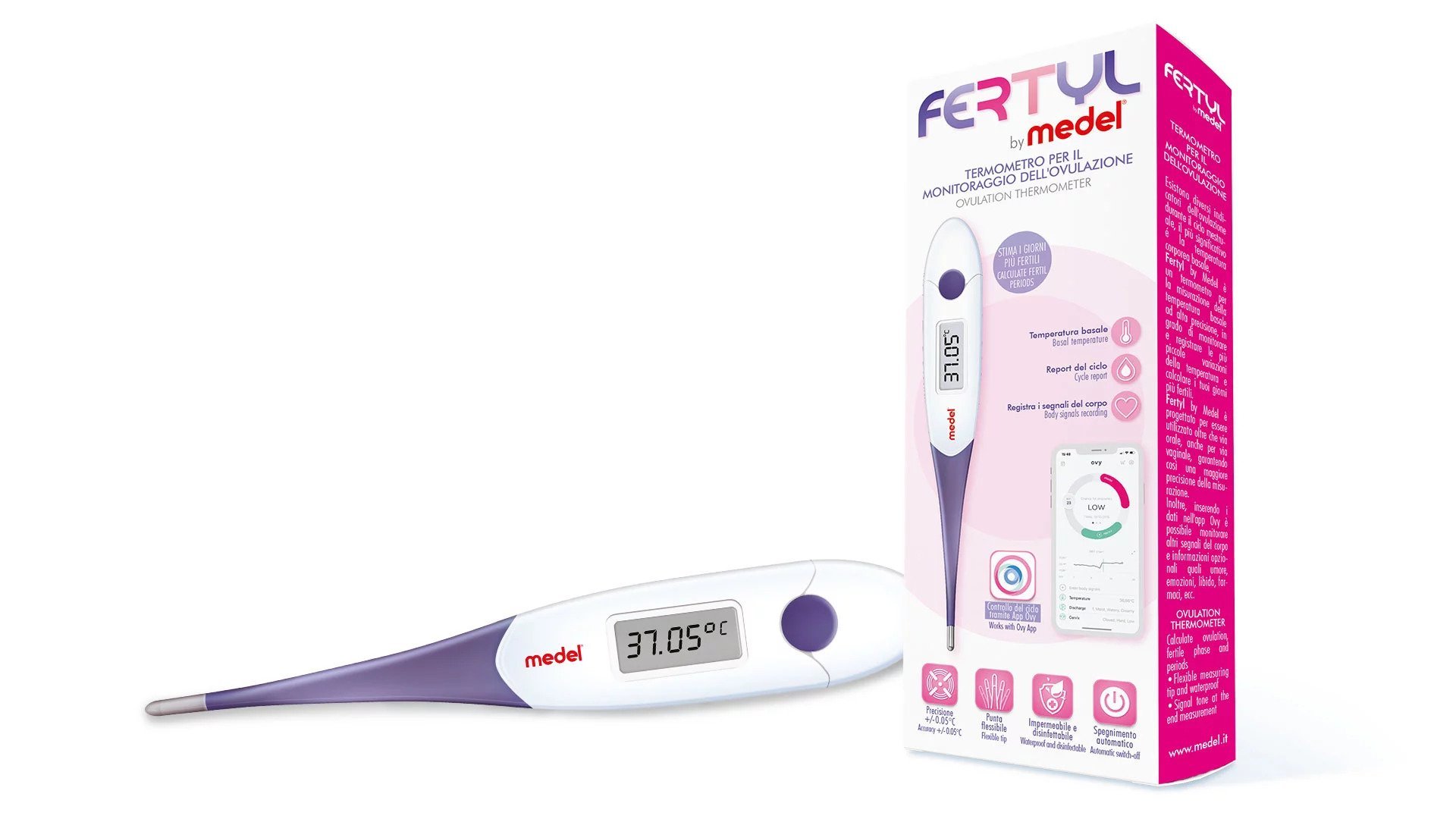 Fertility Thermometer Digital Medel Fertyl 95223 Flexible, Accuracy 0.05, Connect to Ovy App