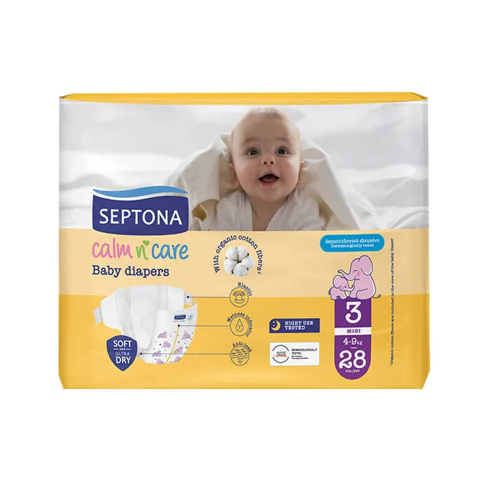 Septona Calm N' Care Baby Diapers Midi No3 (4-9kg) 28τμχ