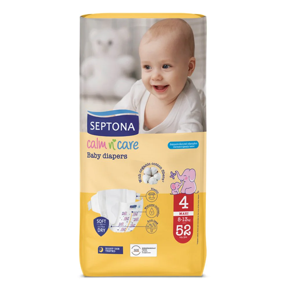 Septona Calm N' Care Baby Diapers Maxi No4 (8-13kg) 52τμχ