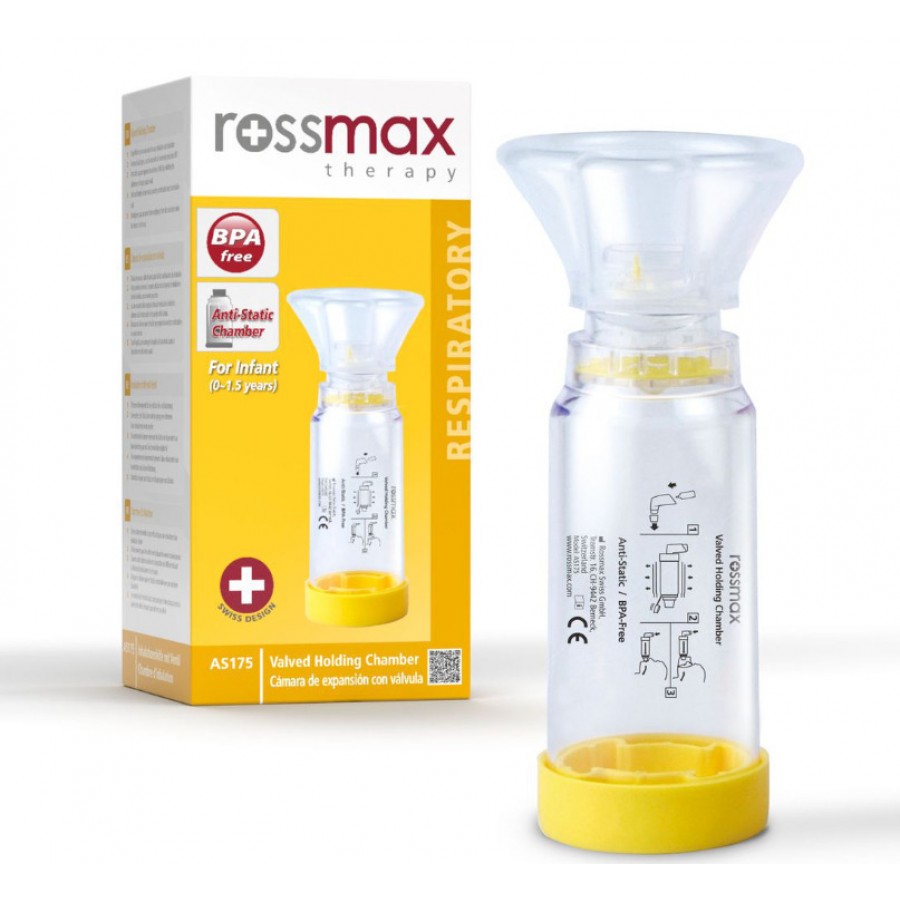 Μάσκα Εισπνοής Φαρμάκων Rossmax για Βρέφη 0-18 μηνών Κίτρινο ΜΕ ΑΥΛΟ