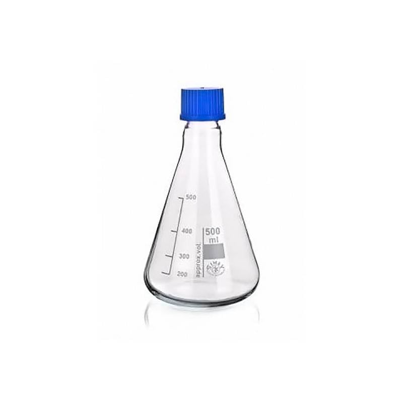 Erlenmeyer conical bottle with screw top 500ml