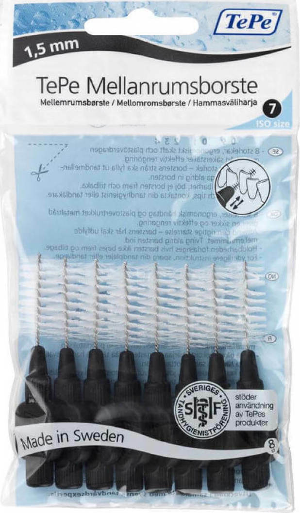 Tepe Μεσοδόντια Βουρτσάκια Μαύρο Χ-Large 1.5mm 8τμχ (Κ.Π)