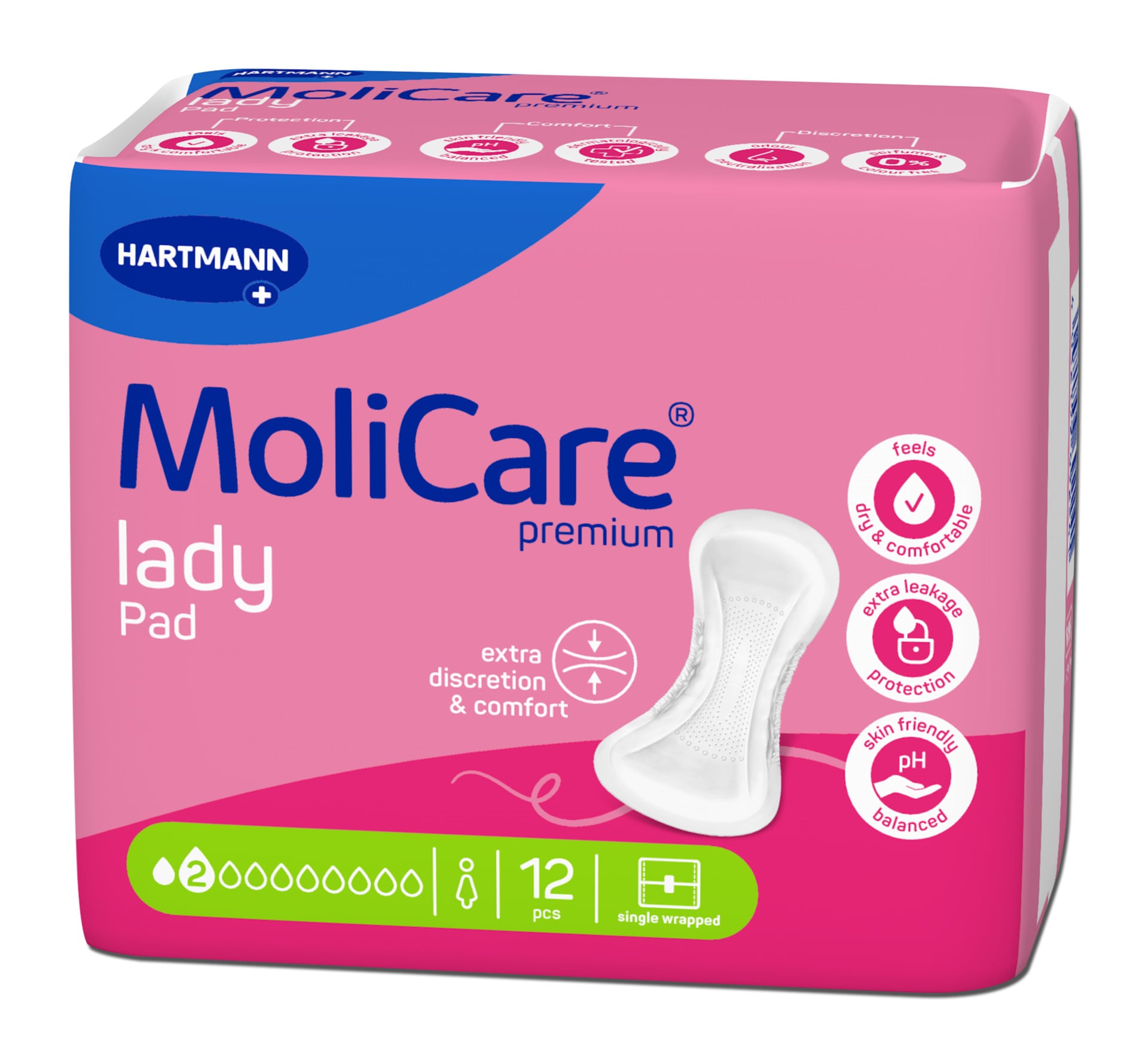 MoliCare Premium Lady Pad Σερβιέτες 2 Σταγ. (Mini) 12τμχ REF:168044 (πρώην 168634) Hartmann