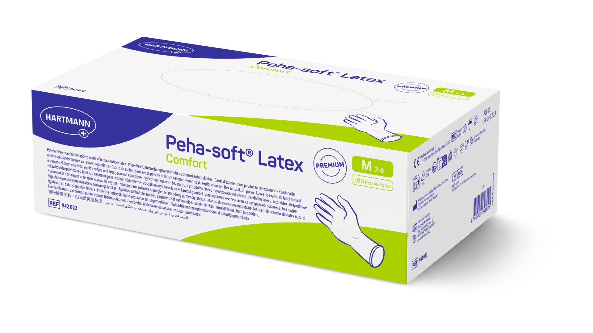 Γάντια Peha-soft Λάτεξ Χ.Π. Comfort 100τμχ Medium REF:942022 Hartmann