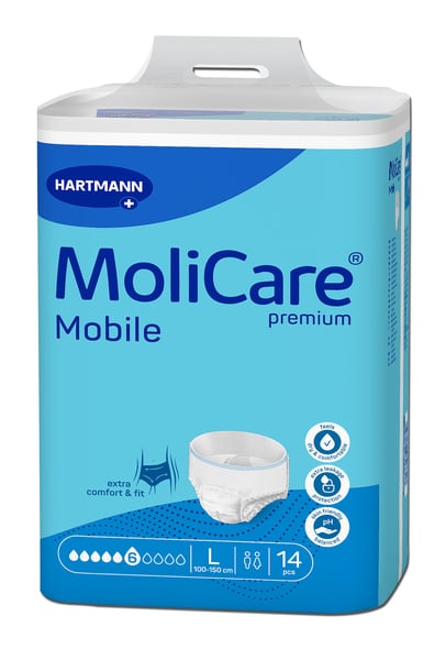 MoliCare Premium Mobile Extra Comfort Εσώρουχο Ακράτειας Ημέρας Large (Περ: 100-150cm) 6 Σταγόνων 14τμχ  REF:166015 (πρώην 915833) Hartmann