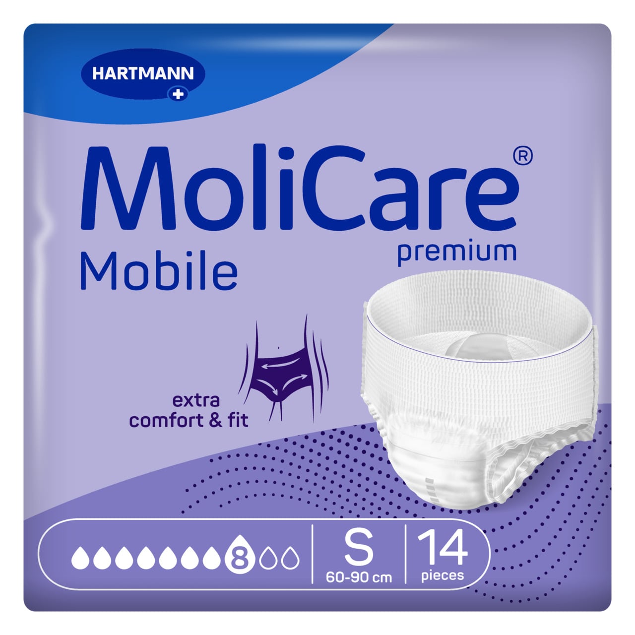 MoliCare Premium Mobile Super Plus Εσώρουχο Ακράτειας Νύχτας Small (Περ: 60-90cm) 8 Σταγόνων 14τμχ  REF:166029 (πρώην 915871) Hartmann