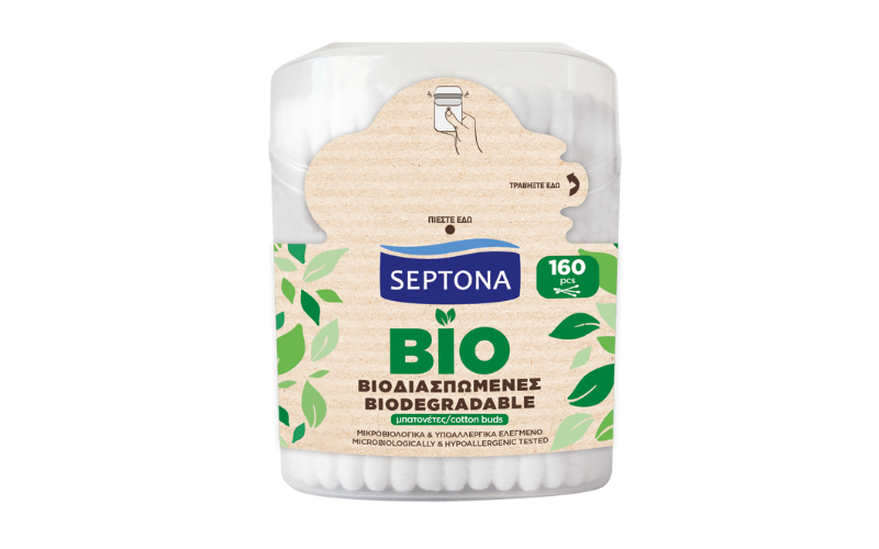 Septona Ear Wipers Box 160pcs Biodegradable Pop Up