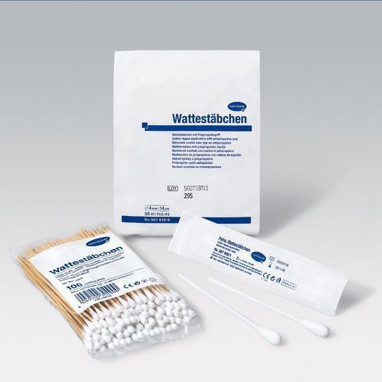Hartmann cotton swabs for multiple medical applications made of Polypropylene, non-sterile, with large cotton head 14cm 50pcs REF:967939