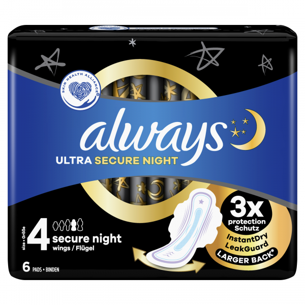 Always Σερβιέτες Ultra Secure Night Size 4 με Φτερά 6τμχ