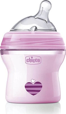 Chicco Μπιμπερό Πλαστικό ΘΣ 0+ Κανονική Ροή 150ml 80811-11 / 81311-10  Ροζ Natural Feeling