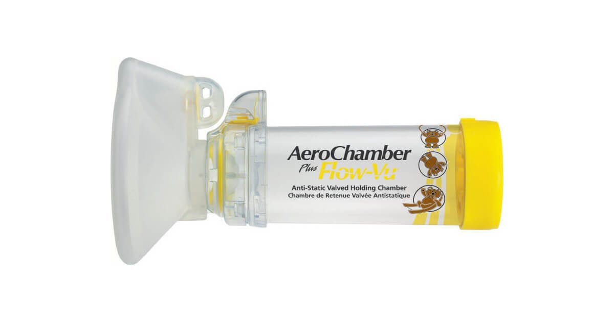 Μάσκα Εισπνοής Φαρμάκων Aerochamber με Άυλο Barcode για Παιδιά 1-5ετών Κίτρινο Χρώμα