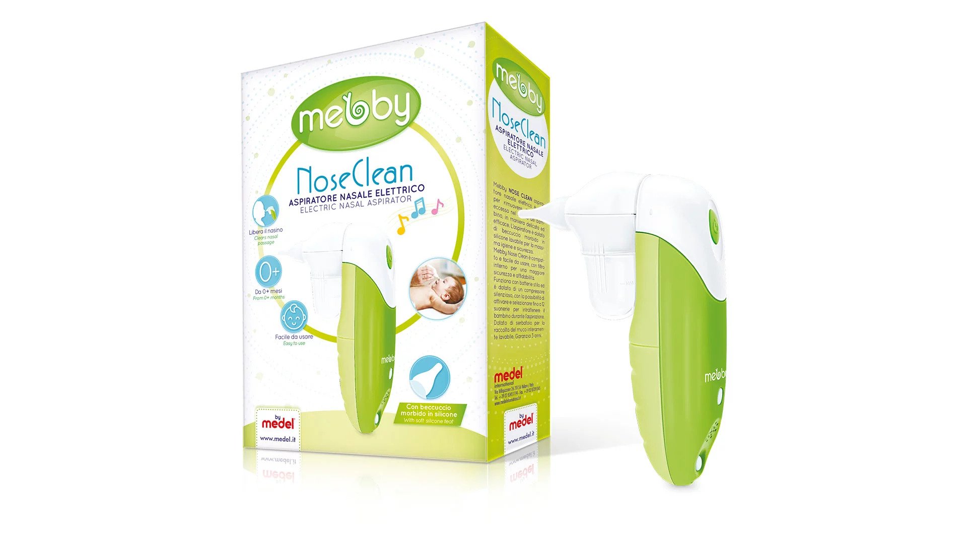 Mebby Electric Nasal Decongestor 0m+ 95195 Nose Clean with 12 Melodic & 2 Soft Silicone Nozzles