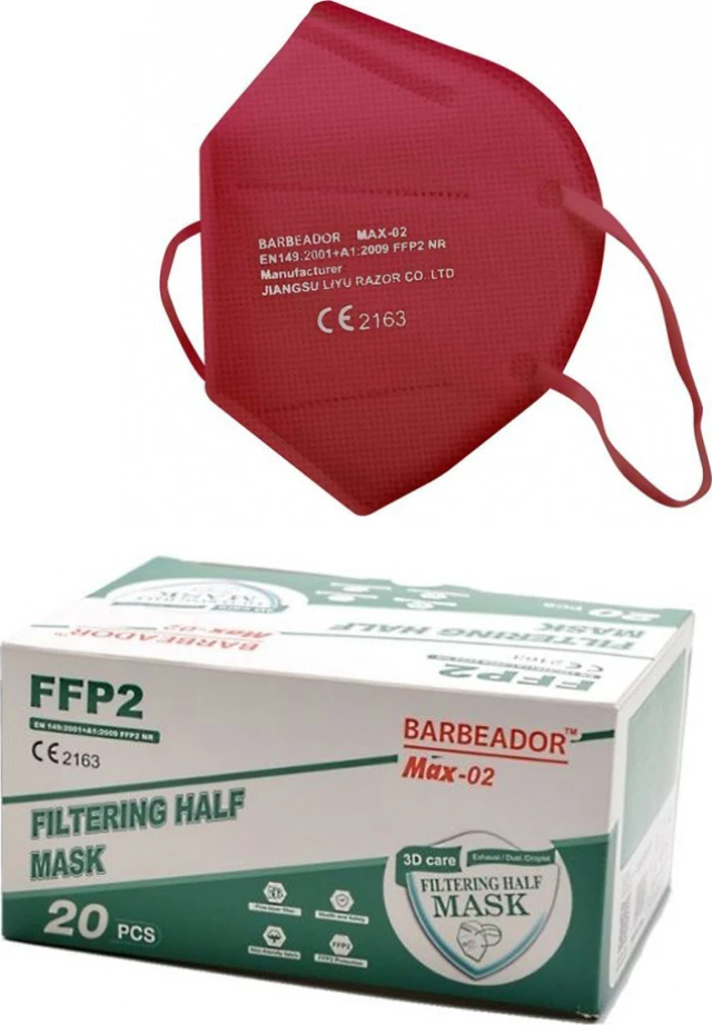 Μάσκα Ενηλίκων FFP2 NR Barbeador - Κόκκινο Χωρίς Βαλβίδα Μιας Χρήσης 20τμχ Ref:R6083