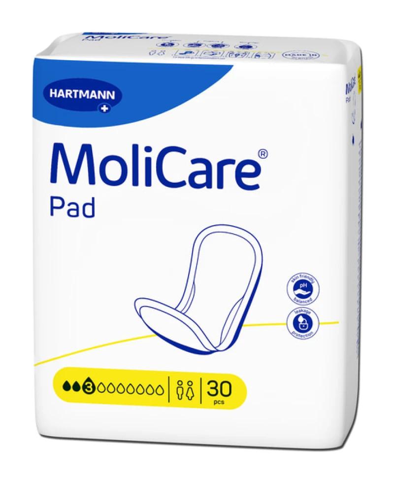 MoliCare Pad Unisex Σερβιέτες Ελαφριάς Ακράτειας 3 Σταγ. (Midi) 30τμχ REF:168076 (πρώην 168101) Hartmann