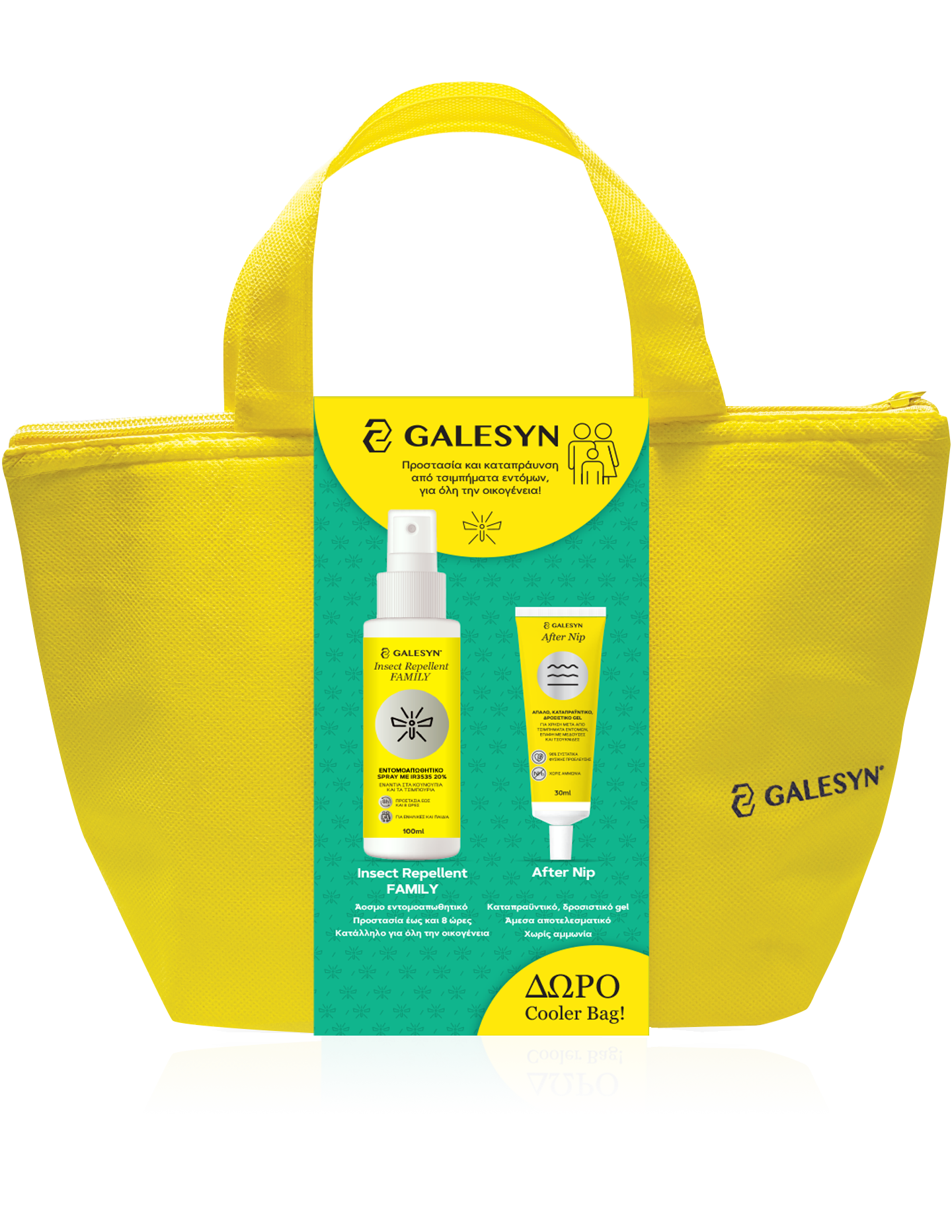 GALESYN Insect Protection Promo Pack (περ. 1τμχ Galesyn Insect Repellent Family με IR3535 100ml, 1τμχ Galesyn After Nip 30ml &amp; ΔΩΡΟ Cooler Bag)