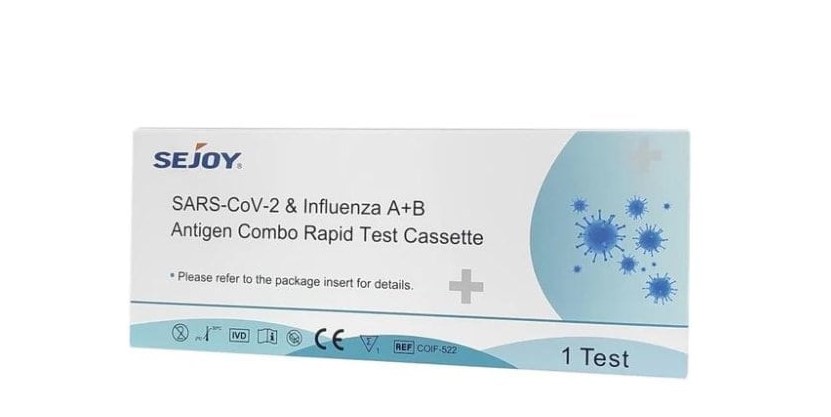 Test Rapid Αντιγόνων Flu A/B (Γρίπης) & Covid-19 SEJOY 1τμχ 2in1 Ρινικό