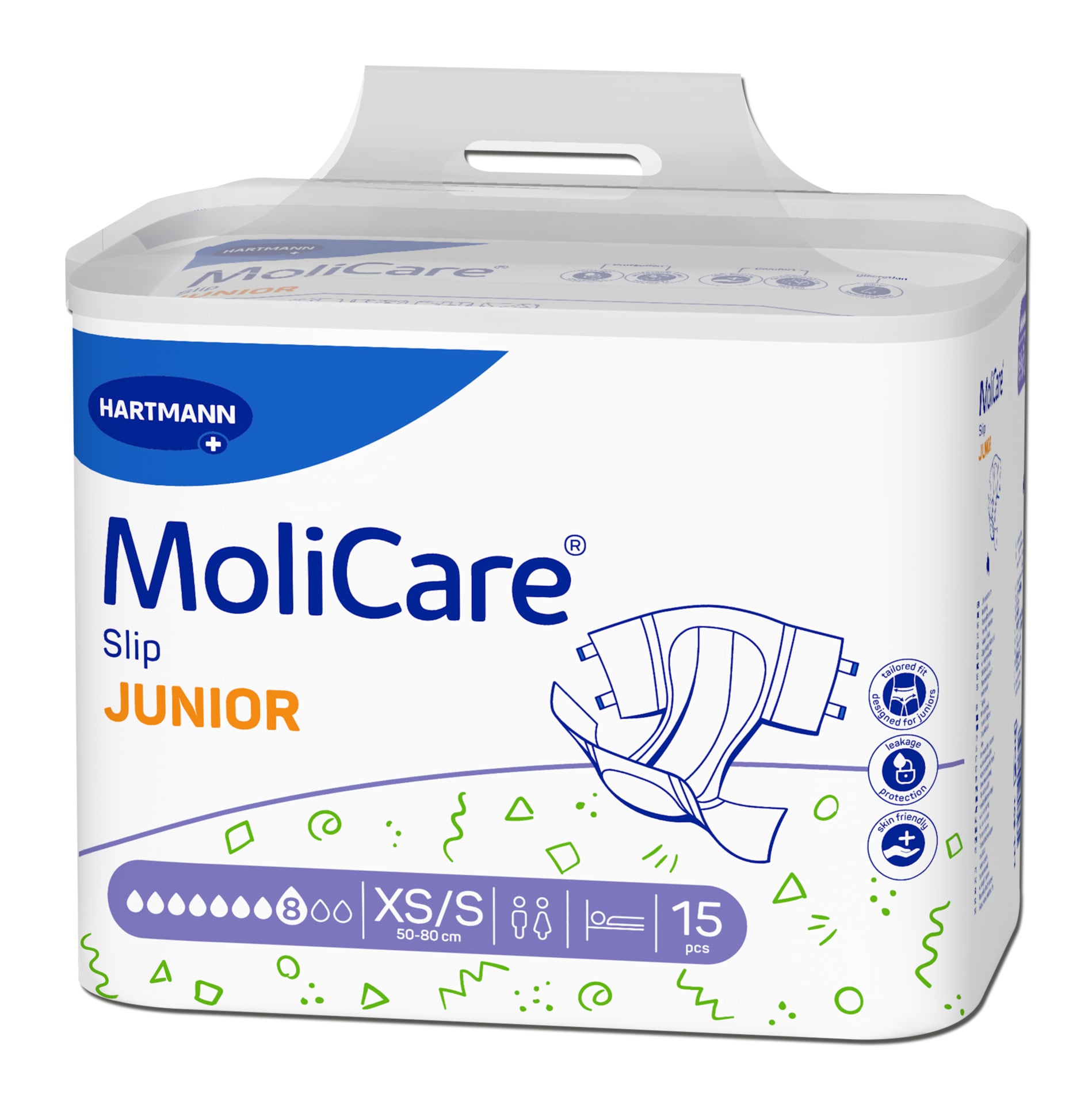 MoliCare Slip Junior Πάνες Νύχτας XSmall (Περ: 40-60cm) 8 Σταγόνων 15τμχ REF:169111 Hartmann