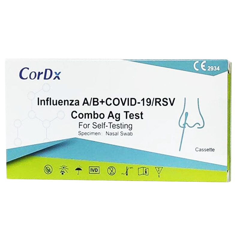 Test Rapid-Self Αντιγόνων Flu A/B (Γρίπης) &amp; Covid-19 &amp; RSV CorDx 1τμχ 4in1 Ρινικό