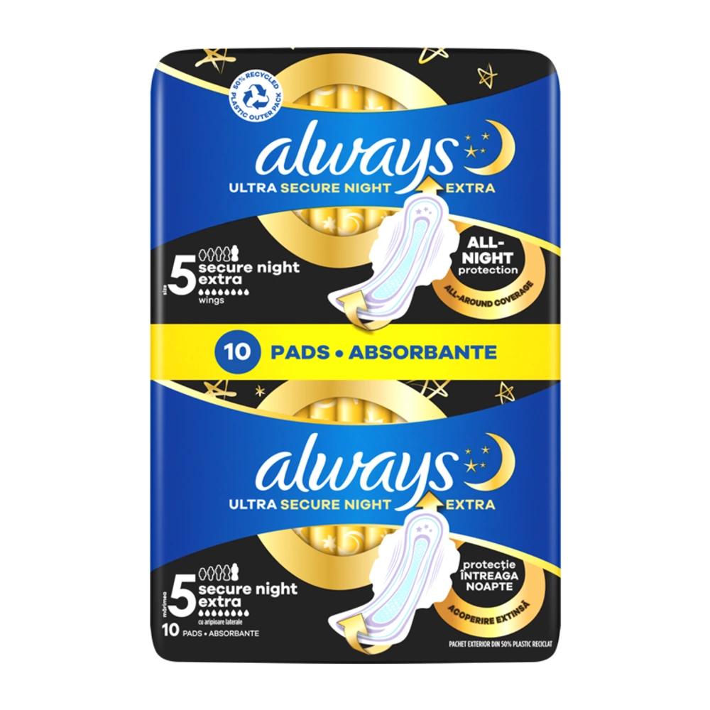 Always Σερβιέτες Ultra Platinum Secure Night Size 5 10τμχ