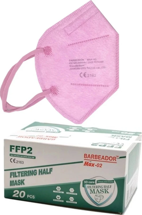 Μάσκα Ενηλίκων FFP2 NR Barbeador - Ροζ Χωρίς Βαλβίδα Μιας Χρήσης 20τμχ Ref:R666