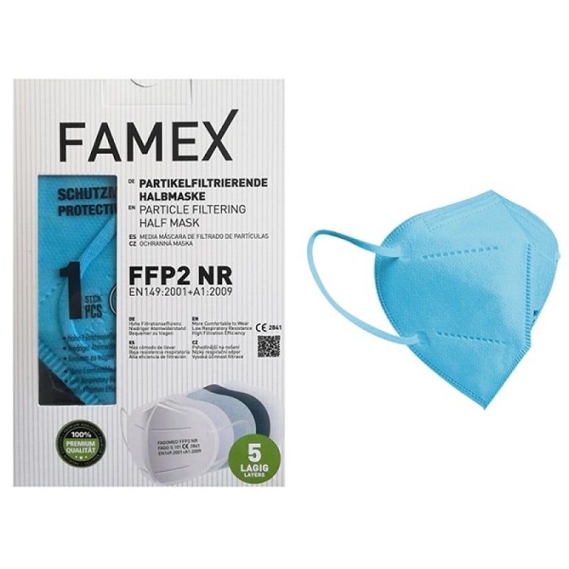 Μάσκα Παιδική FFP2 Famex - Γαλάζιο Χωρίς Βαλβίδα Μιας Χρήσης 10τμχ