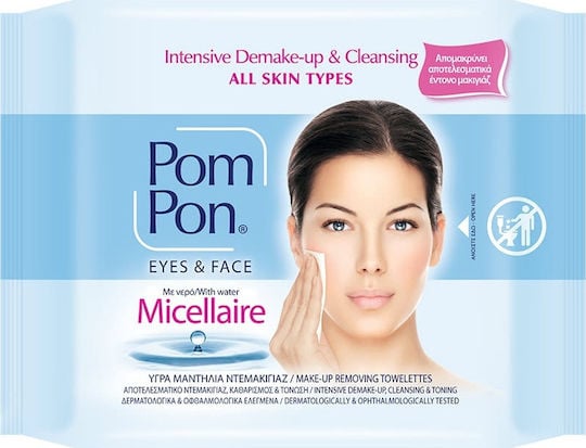 Μαντηλάκια Καθαρισμού  Eyes & Face Για Όλους τους Τύπους Δέρματος Με Micellaire Pom Pon (2χ20) 40τμχ
