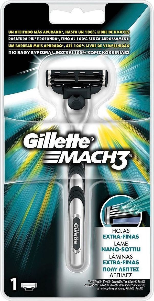 Gillette Ξυριστική Μηχανή για Άνδρες Mach 3 Turbo  + 1τμχ Ανταλλακτικό