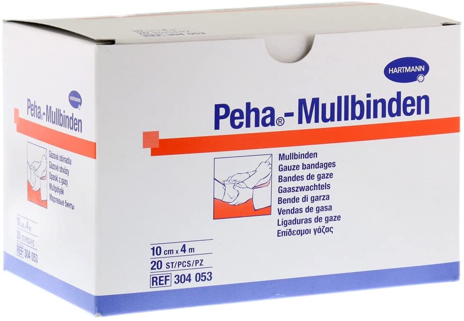 Gauze bandage Peha-Mullbinde 10cm x 4m 20pcs in individual packaging REF:304043 Hartmann